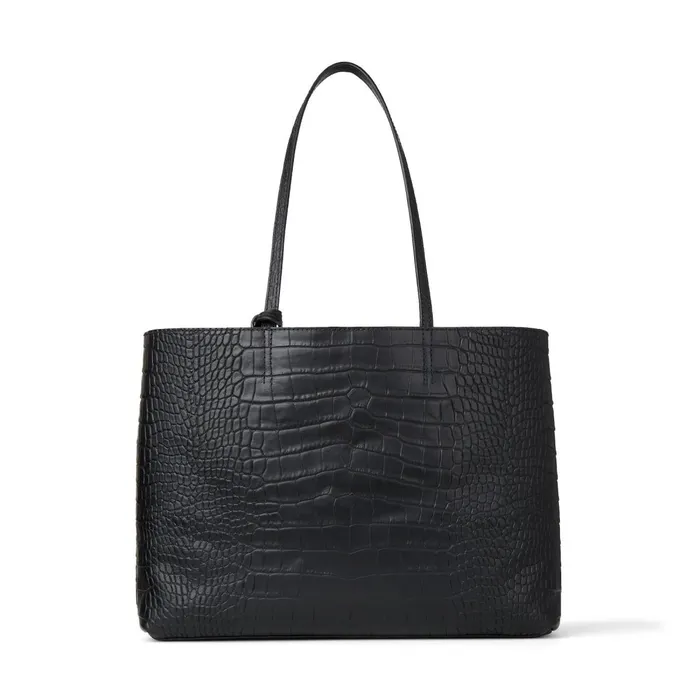 Nine2Five EW Black Croc Embossed Leather Tote Handbag With Jc Emblem Black Women JIMMY CHOO Totes and Hobo Bags