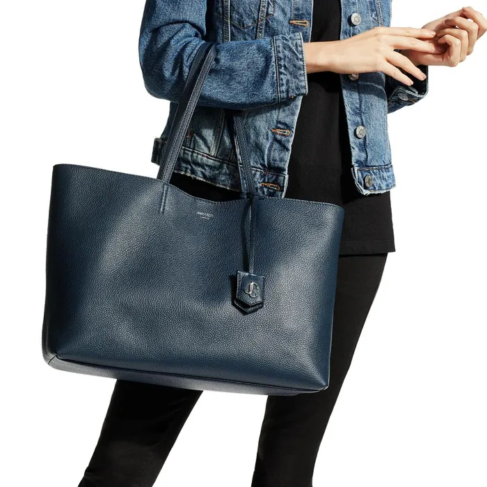 Nine2Five EW Ink Grained Calf Leather Tote Handbag With Jc Emblem Ink Women JIMMY CHOO Totes and Hobo Bags Nine2Five EW Ink Grained Calf Leather Tote Handbag With Jc Emblem Ink Women JIMMY CHOO Totes and Hobo Bags
