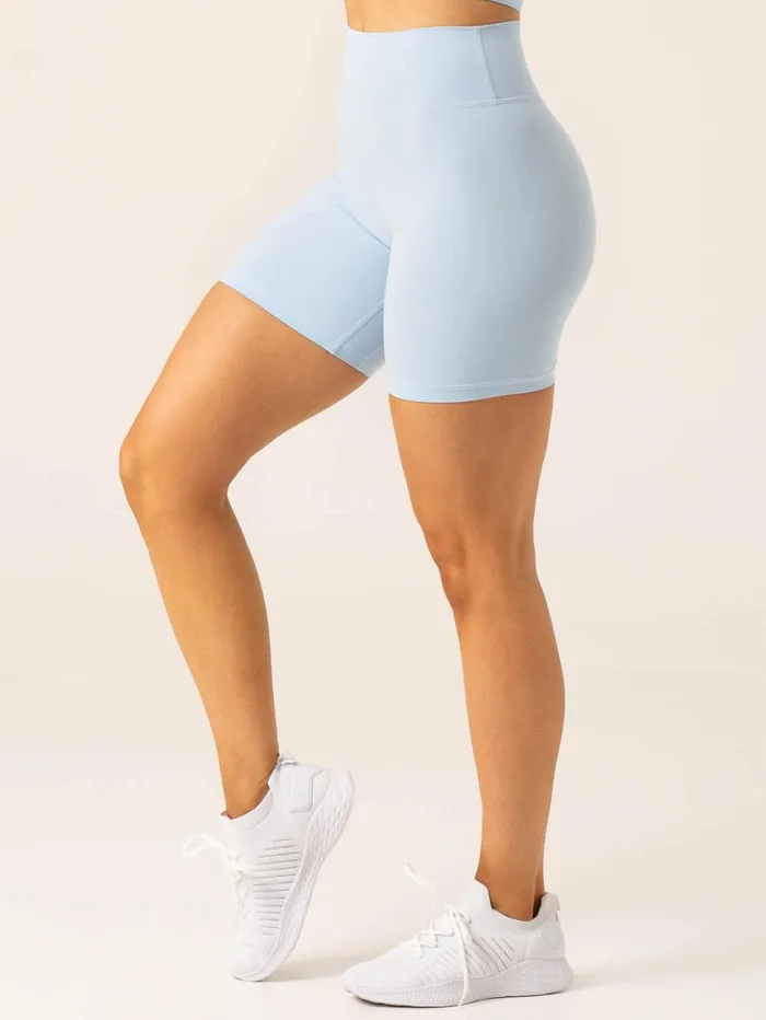 NKD Arch MidLength Shorts 8211 Baby Blue Women Ryderwear Gym Shorts