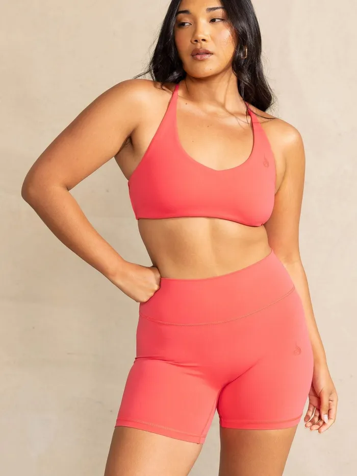 NKD High Waisted Scrunch Shorts 8211 Neon Salmon Women Ryderwear Gym Shorts