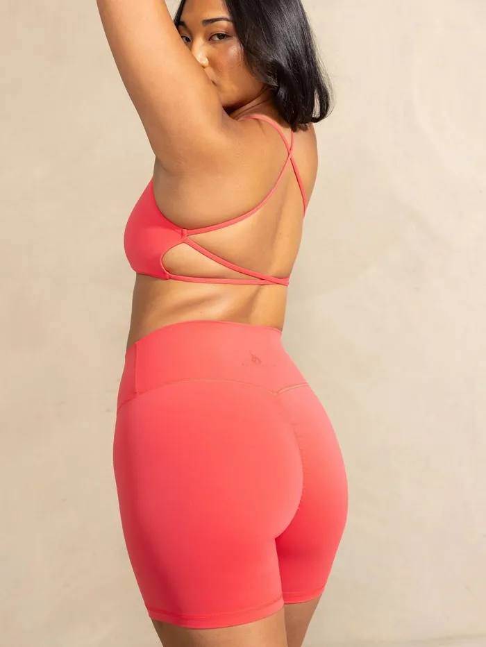 NKD High Waisted Scrunch Shorts 8211 Neon Salmon Women Ryderwear Gym Shorts