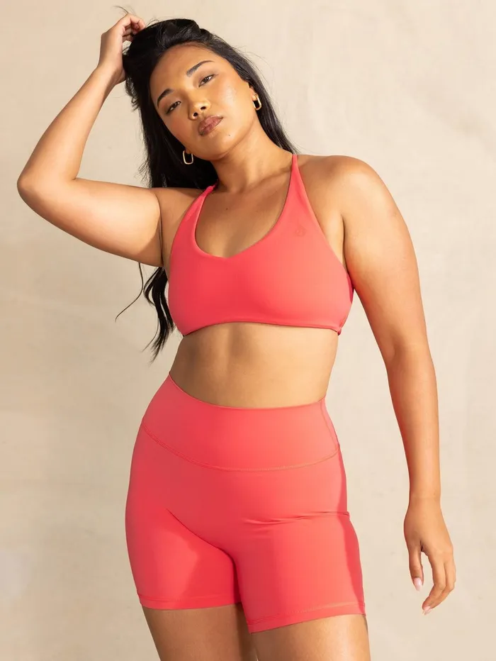 NKD High Waisted Scrunch Shorts 8211 Neon Salmon Women Ryderwear Gym Shorts