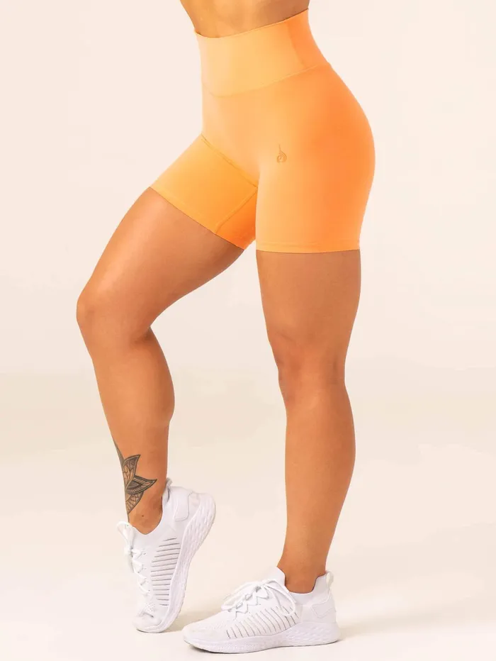NKD High Waisted Scrunch Shorts 8211 Orange Sherbet Women Ryderwear Gym Shorts