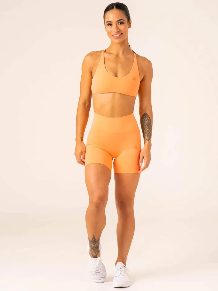 NKD High Waisted Scrunch Shorts 8211 Orange Sherbet Women Ryderwear Gym Shorts