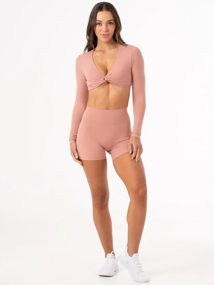 NKD High Waisted Shorts 8211 Dusty Pink Women Ryderwear Gym Shorts