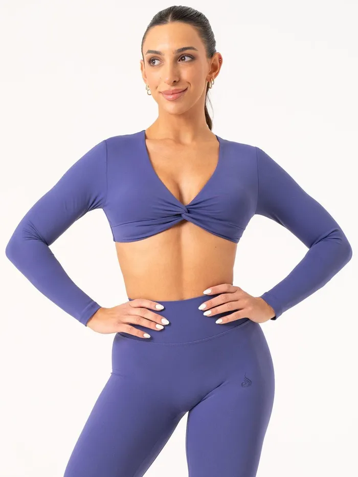 NKD Knot Long Sleeve Top 8211 Indigo Women Ryderwear Tops