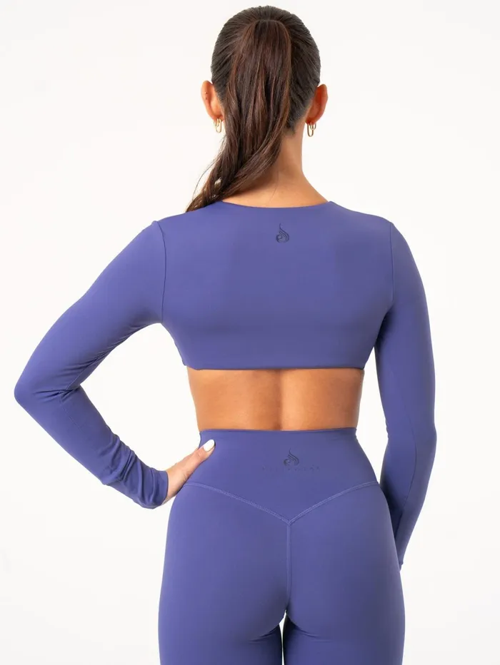 NKD Knot Long Sleeve Top 8211 Indigo Women Ryderwear Tops