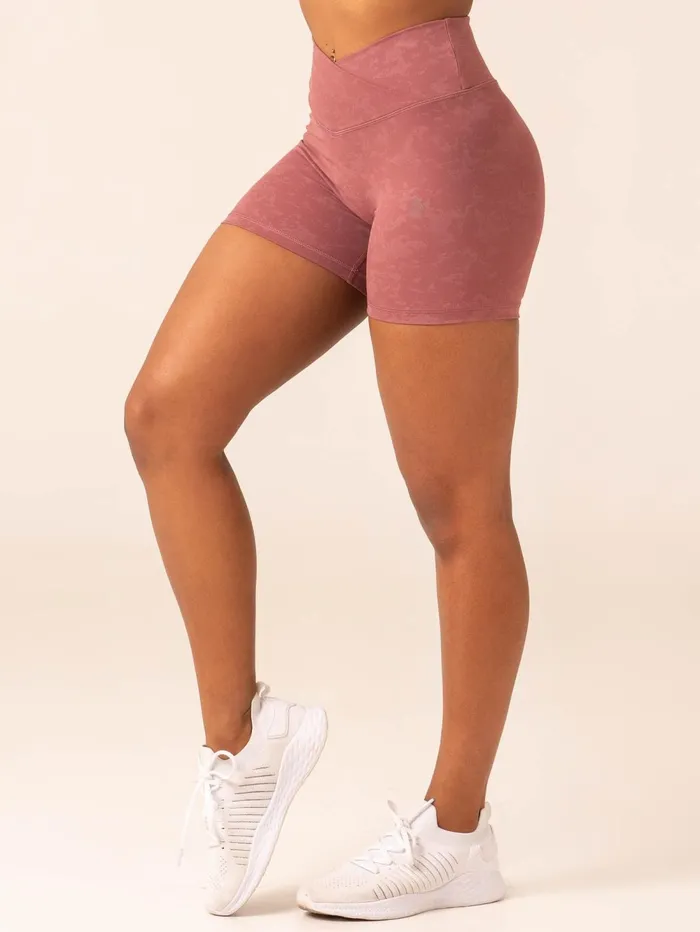 NKD Stonewash Crossover Scrunch Shorts 8211 Boysenberry Stonewash Women Ryderwear Gym Shorts