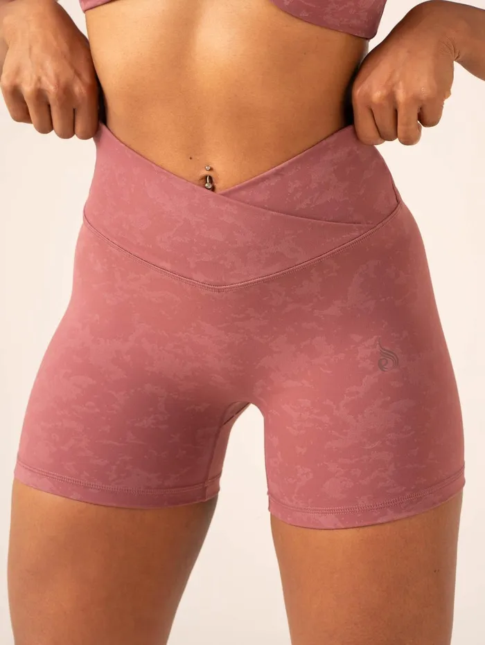 NKD Stonewash Crossover Scrunch Shorts 8211 Boysenberry Stonewash Women Ryderwear Gym Shorts