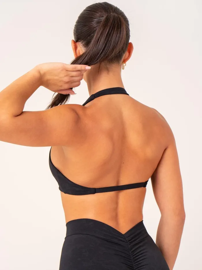 NKD Stonewash Halter Sports Bra 8211 Black Stonewash Women Ryderwear Sports Bras