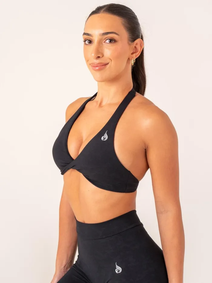 NKD Stonewash Halter Sports Bra 8211 Black Stonewash Women Ryderwear Sports Bras