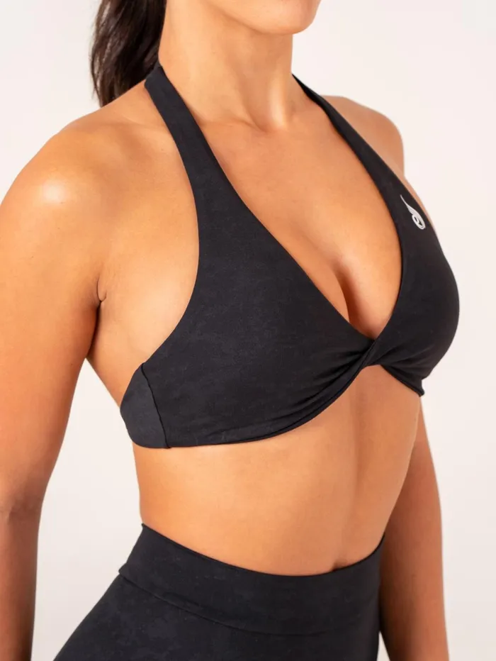 NKD Stonewash Halter Sports Bra 8211 Black Stonewash Women Ryderwear Sports Bras