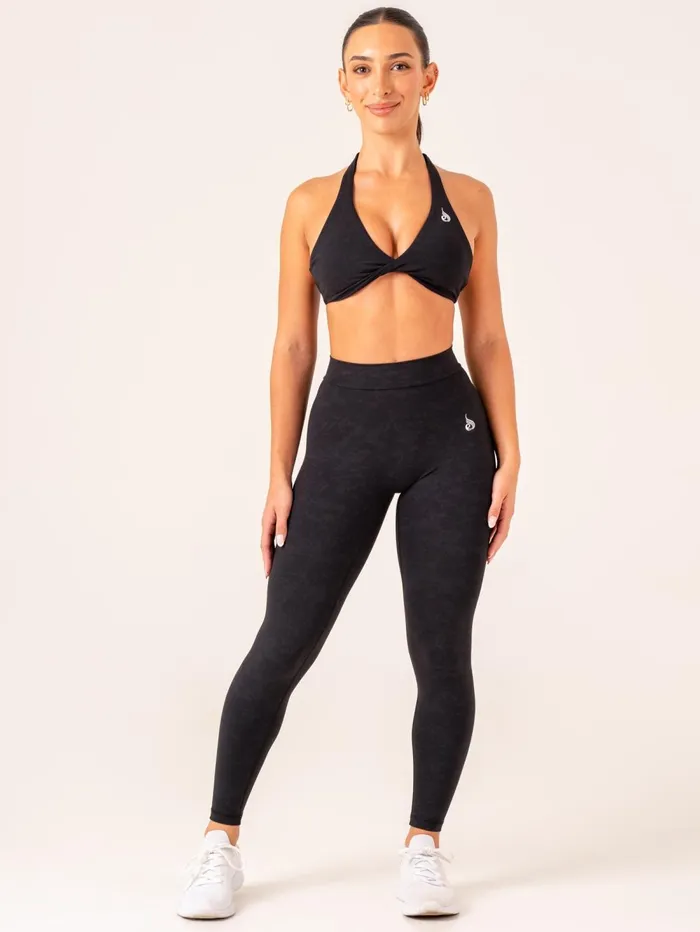 NKD Stonewash Halter Sports Bra 8211 Black Stonewash Women Ryderwear Sports Bras