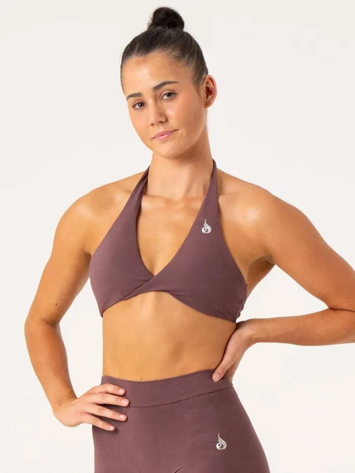 NKD Stonewash Halter Sports Bra 8211 Chocolate Stonewash Women Ryderwear Sports Bras