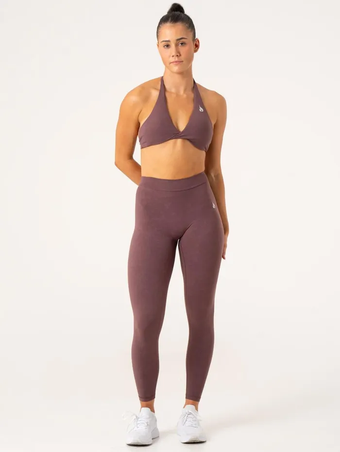 NKD Stonewash Halter Sports Bra 8211 Chocolate Stonewash Women Ryderwear Sports Bras