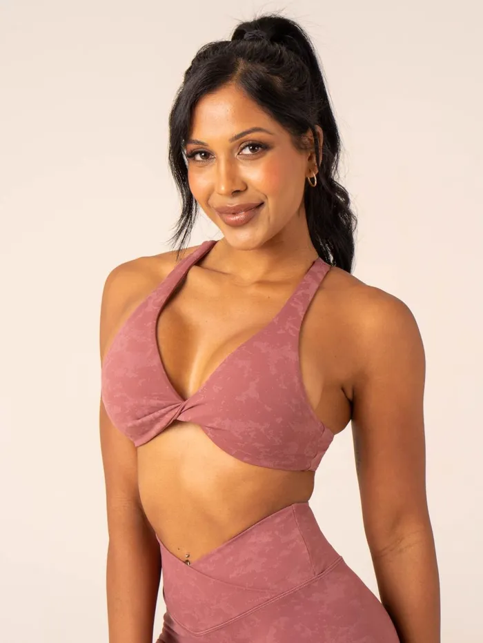 NKD Stonewash Twist Sports Bra 8211 Boysenberry Stonewash Women Ryderwear Sports Bras