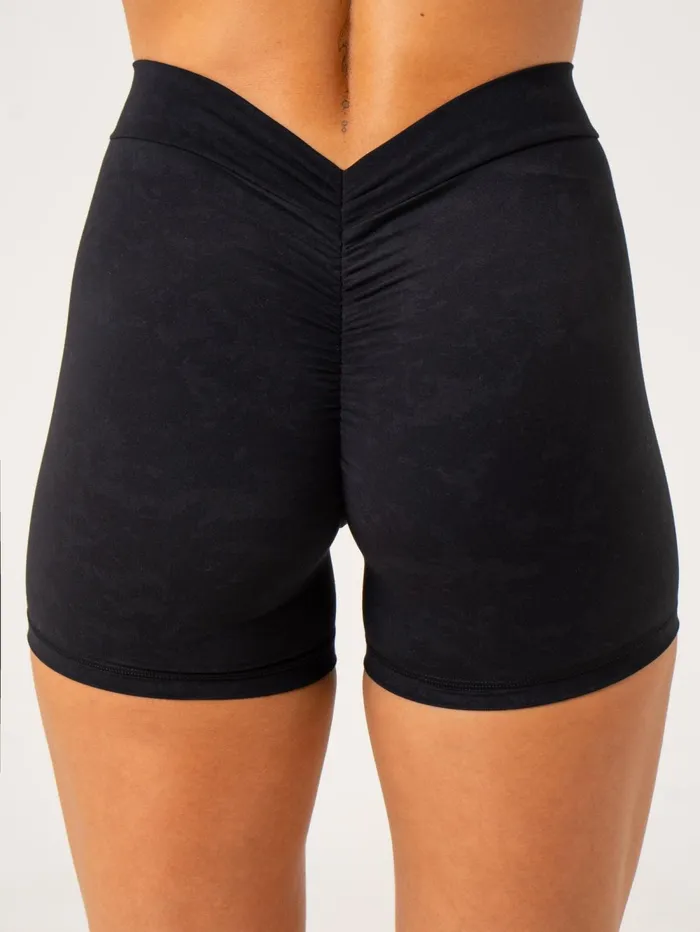 NKD Stonewash V Scrunch Shorts 8211 Black Stonewash Women Ryderwear Gym Shorts NKD Stonewash V Scrunch Shorts 8211 Black Stonewash Women Ryderwear Gym Shorts