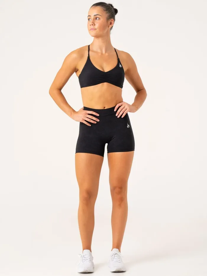 NKD Stonewash V Scrunch Shorts 8211 Black Stonewash Women Ryderwear Gym Shorts