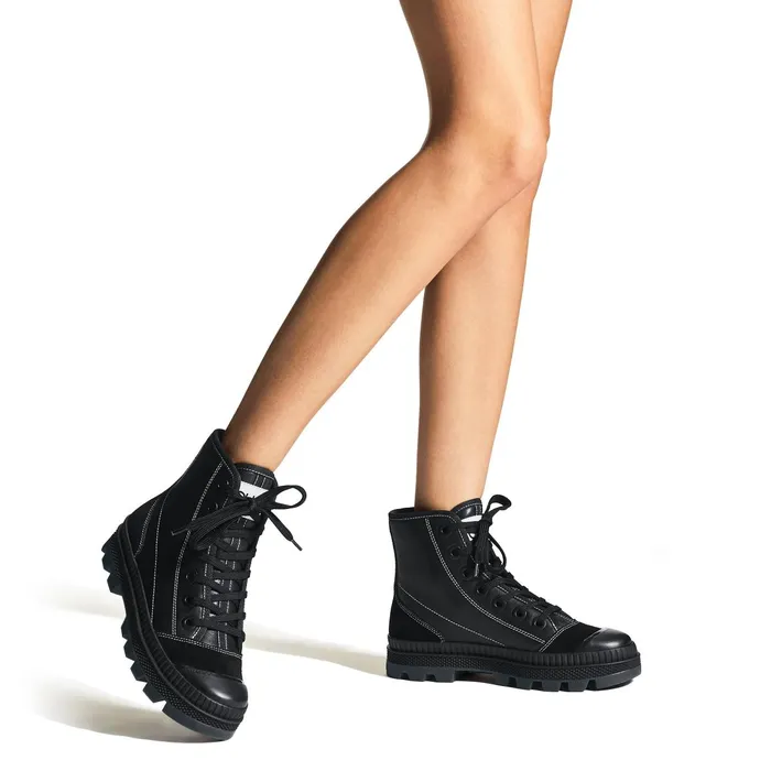 NordF Black Nappa Leather And Crosta Suede High Top Trainers X Blackblack Women JIMMY CHOO Sneakers