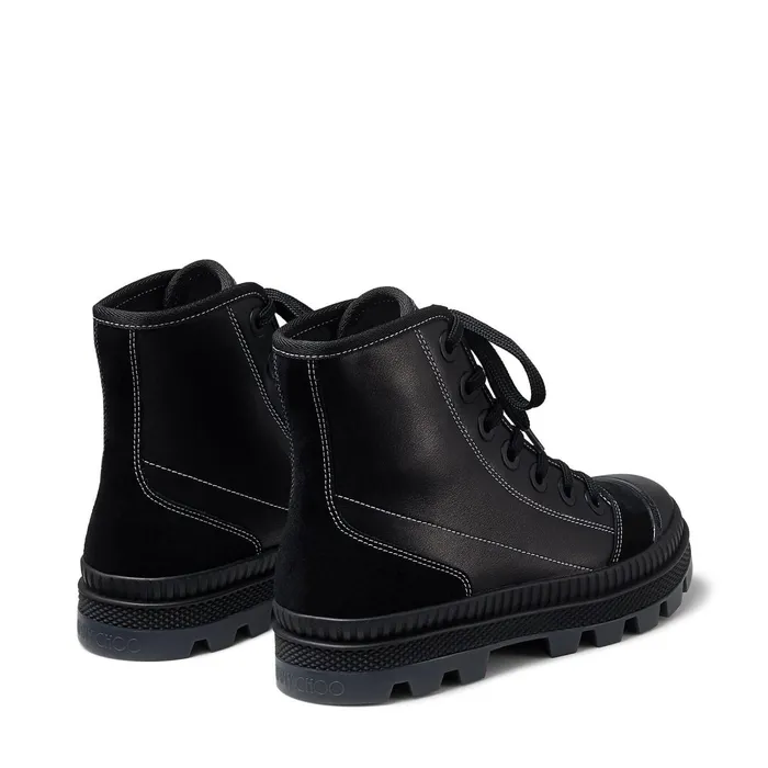 NordF Black Nappa Leather And Crosta Suede High Top Trainers X Blackblack Women JIMMY CHOO Sneakers