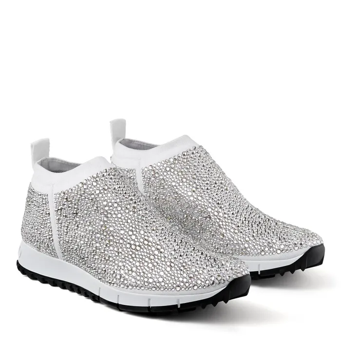 Norway White Knit Trainers With Hot Fix Crystals Whitecrystal Mix Women JIMMY CHOO Sneakers