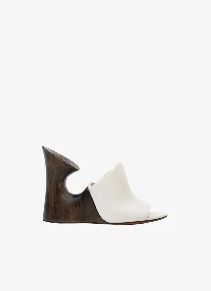 Off White La Sculpture Mules In Calfskin and Wood Women Alaa La Sculpture