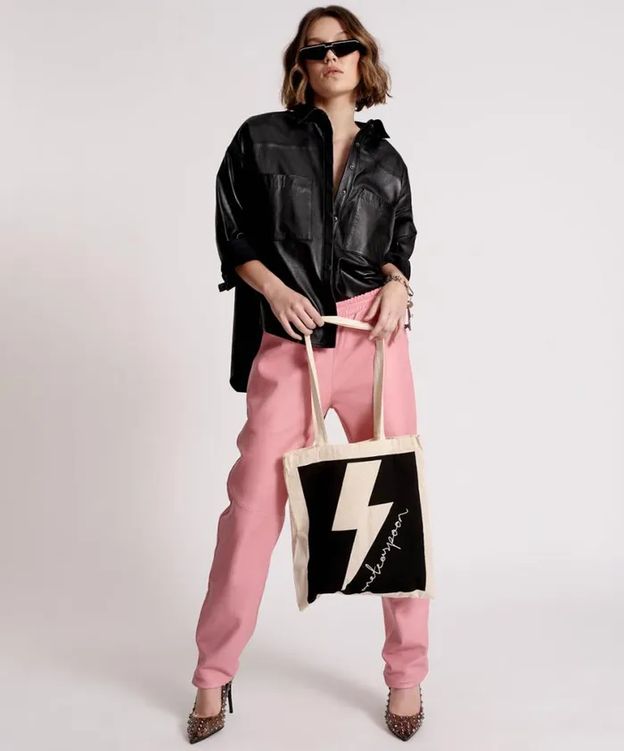 One Teaspoon Bags Women Black Lightning Bolt Tote Bag
