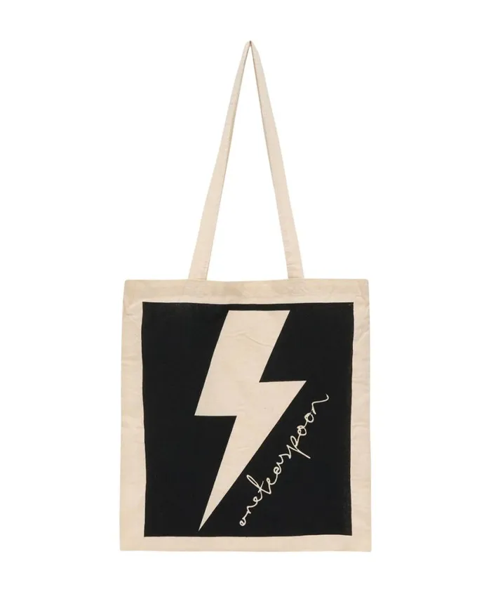 One Teaspoon Bags Women Black Lightning Bolt Tote Bag