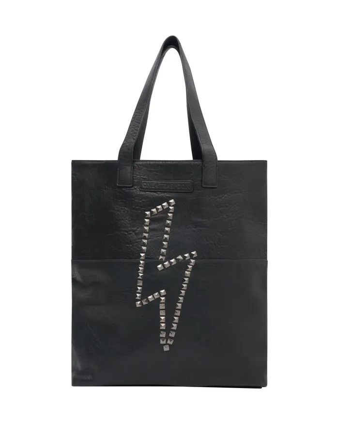 One Teaspoon Bags Women Leather Studded Lightening Bolt Tote Bag