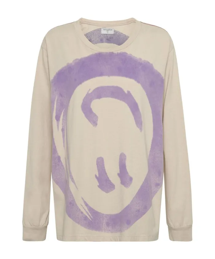 One Teaspoon Basic Tees Women Smiley Violet Long Sleeve Tee