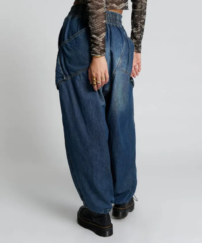 One Teaspoon Bottoms Women Blue Denim Parachute JeansPants