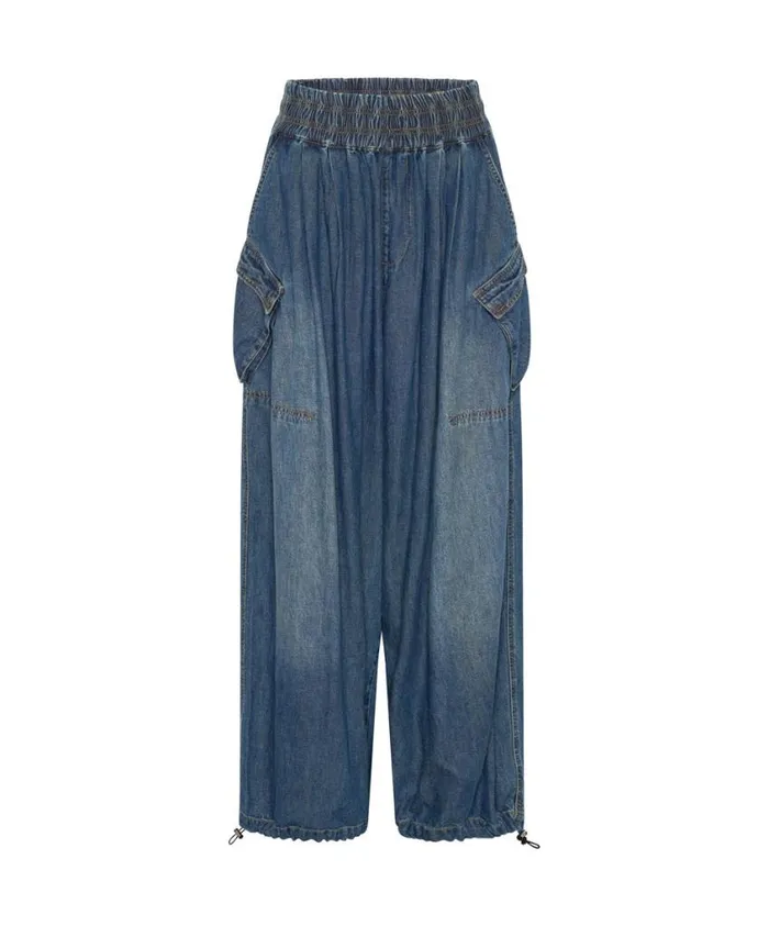 One Teaspoon Bottoms Women Blue Denim Parachute JeansPants