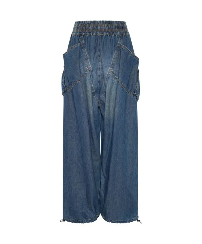 One Teaspoon Bottoms Women Blue Denim Parachute JeansPants