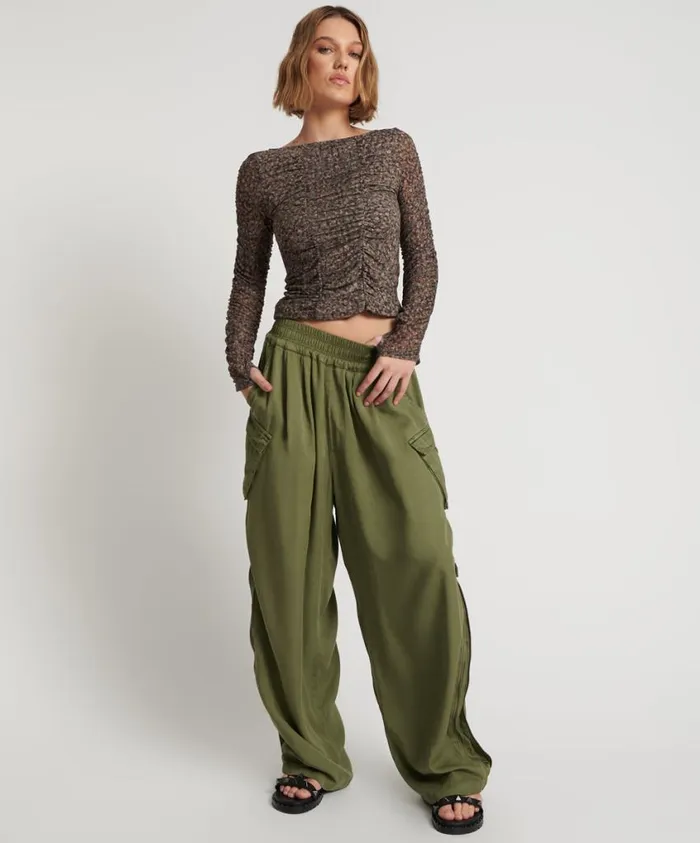 One Teaspoon Bottoms Women Khaki Parachute Pants 8211 Tencel
