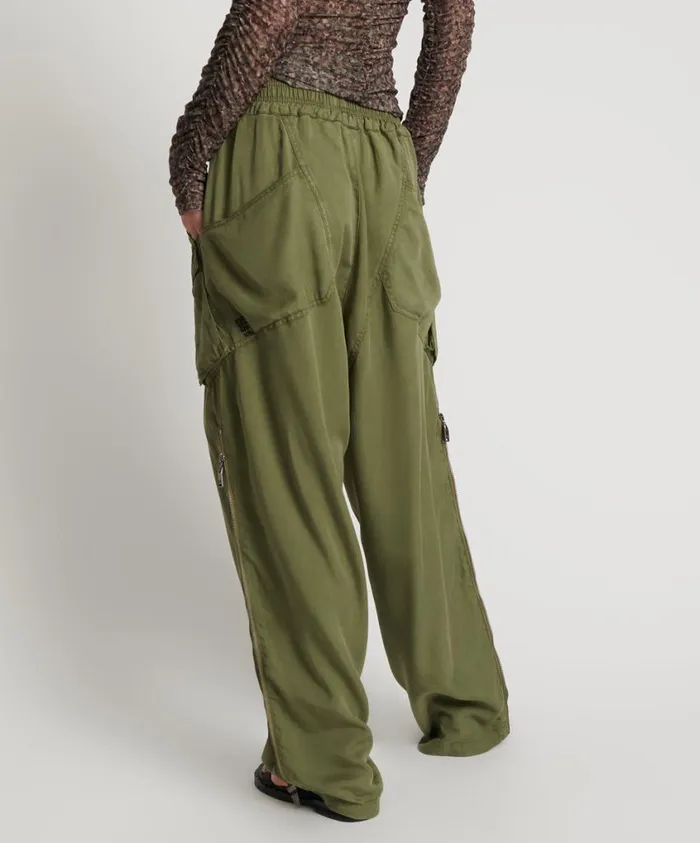 One Teaspoon Bottoms Women Khaki Parachute Pants 8211 Tencel