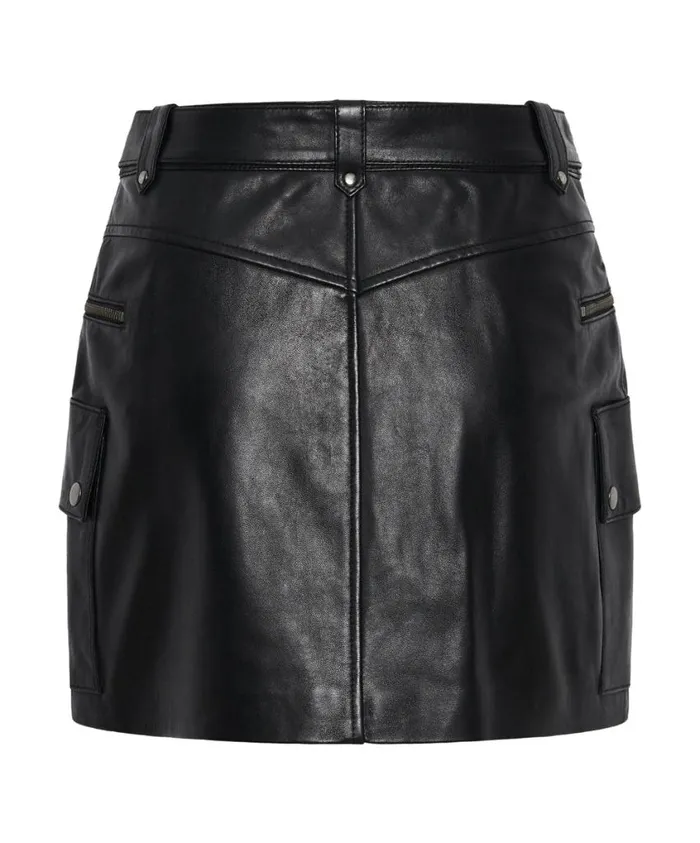 One Teaspoon Bottoms Women Leather Biker Mini Skirt