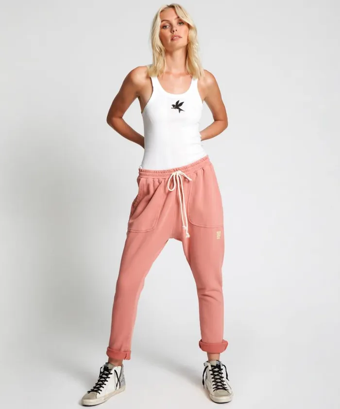One Teaspoon Bottoms Women Worn Pink Cargo Sweat Pants