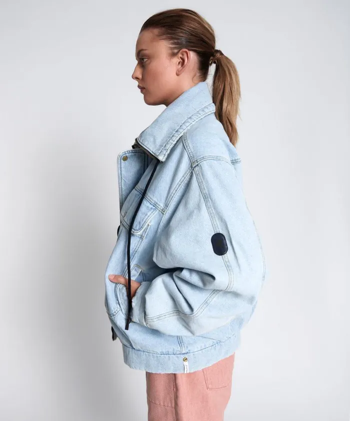 One Teaspoon Denim Jackets Women Best Blue Denim Puffa Jacket