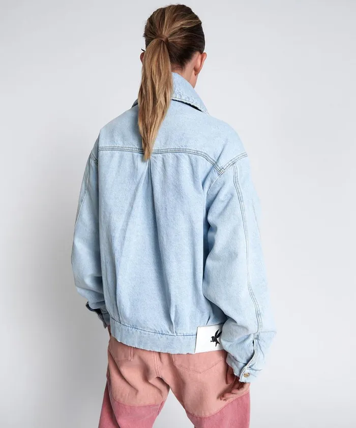 One Teaspoon Denim Jackets Women Best Blue Denim Puffa Jacket