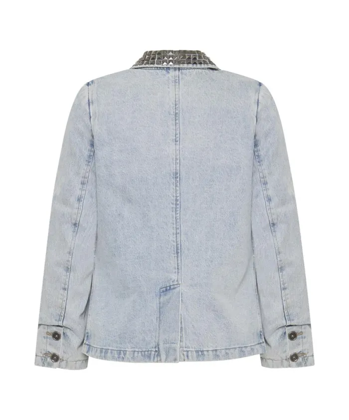 One Teaspoon Denim Jackets Women Diamonde Studded Denim Blazer