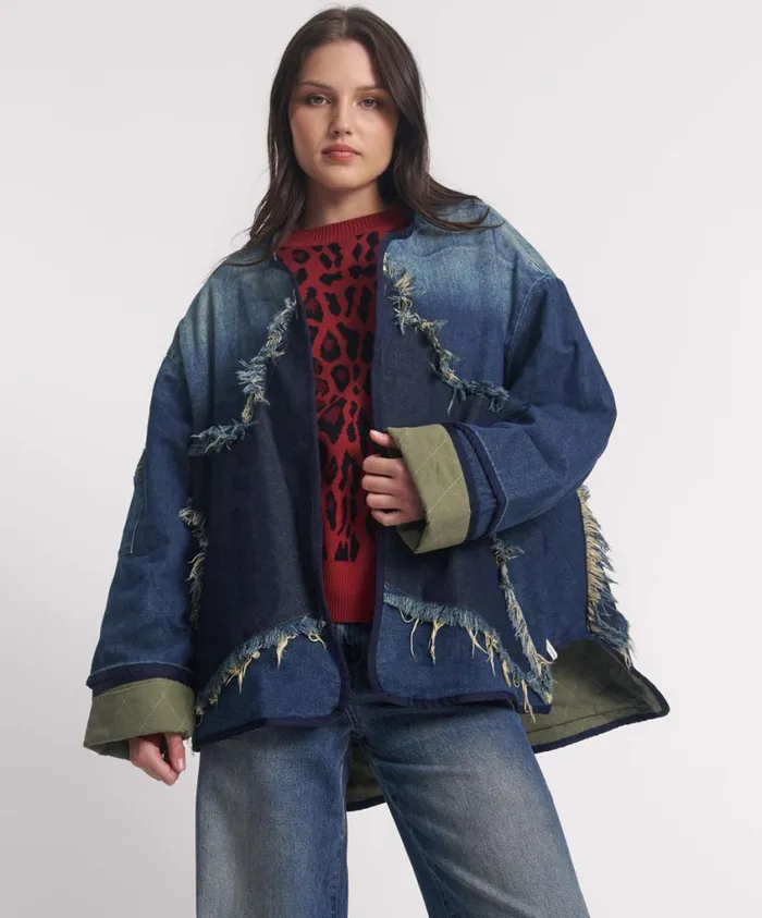 One Teaspoon Denim Jackets Women Memphis Dark Star Denim Wadded Jacket