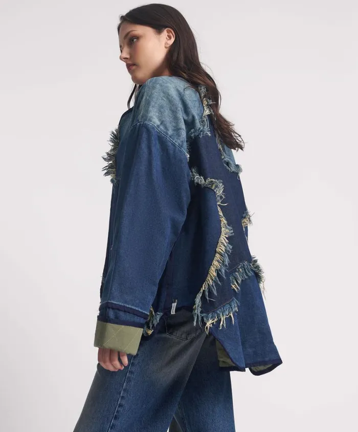 One Teaspoon Denim Jackets Women Memphis Dark Star Denim Wadded Jacket