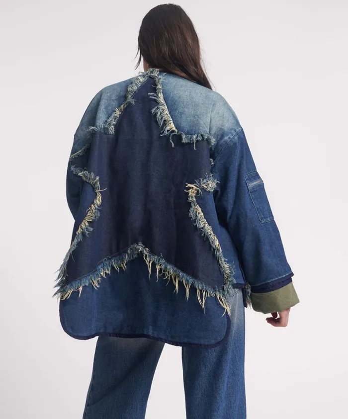 One Teaspoon Denim Jackets Women Memphis Dark Star Denim Wadded Jacket