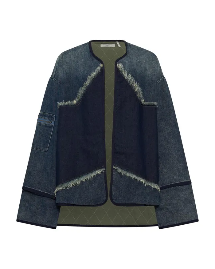 One Teaspoon Denim Jackets Women Memphis Dark Star Denim Wadded Jacket