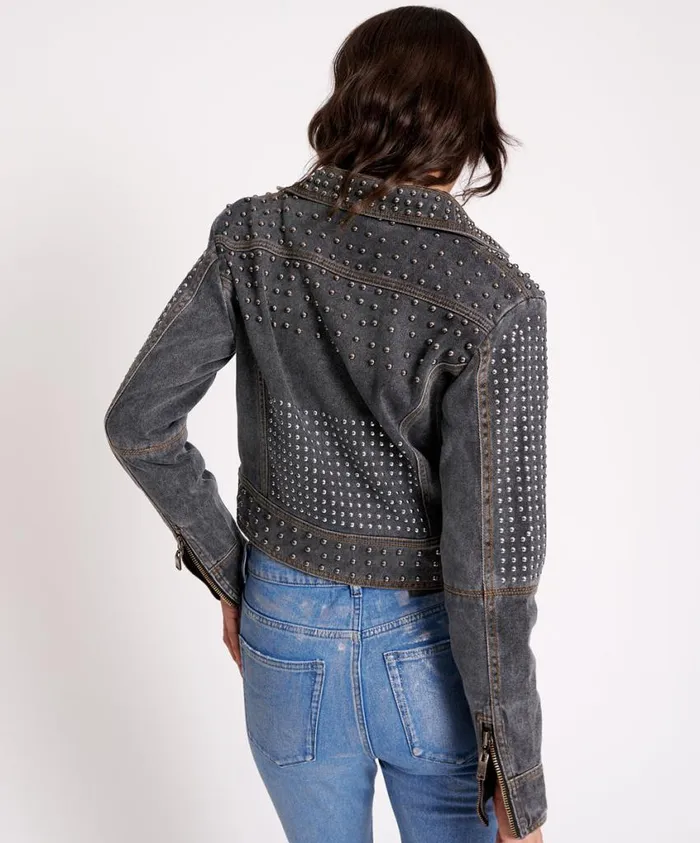 One Teaspoon Denim Jackets Women Rebel Rebel Studded Denim Jacket