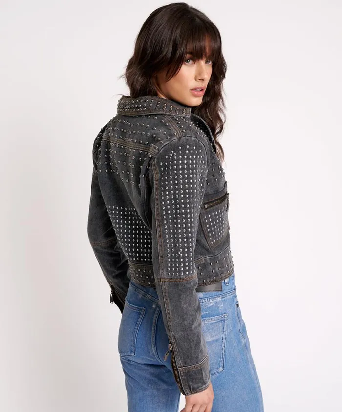 One Teaspoon Denim Jackets Women Rebel Rebel Studded Denim Jacket