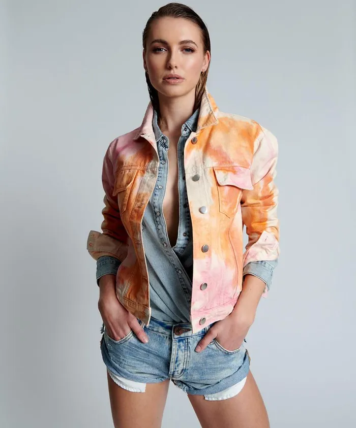 One Teaspoon Denim Jackets Women Tie Dye Mind Frequencies Denim Trucker Jacket
