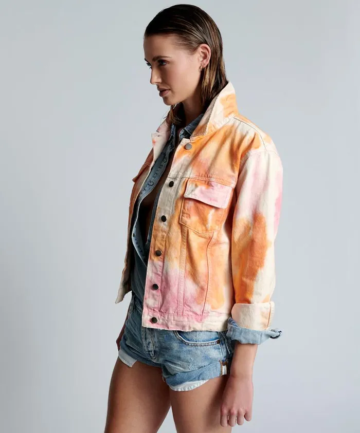 One Teaspoon Denim Jackets Women Tie Dye Mind Frequencies Denim Trucker Jacket