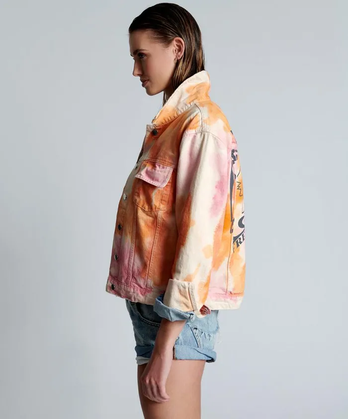 One Teaspoon Denim Jackets Women Tie Dye Mind Frequencies Denim Trucker Jacket