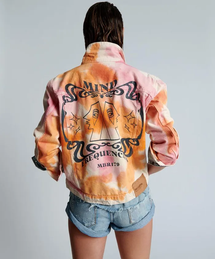 One Teaspoon Denim Jackets Women Tie Dye Mind Frequencies Denim Trucker Jacket